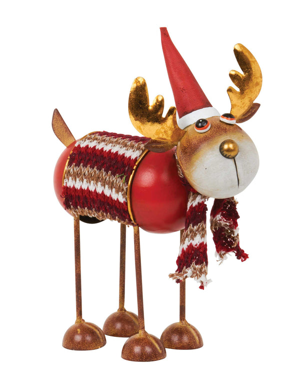 Wobbly Reindeer - 26cm - Red and Silver - Towsure