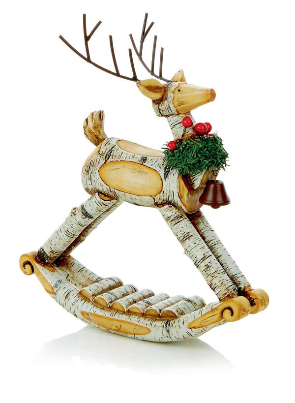 Wooden Look Rocking Christmas Reindeer - 28cm - Towsure
